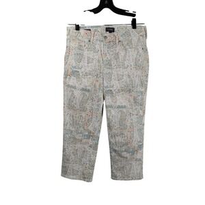 NYDJ Marilyn Straight Crop Jeans Womens 6 Multicolor Paisley Lift Tuck Denim